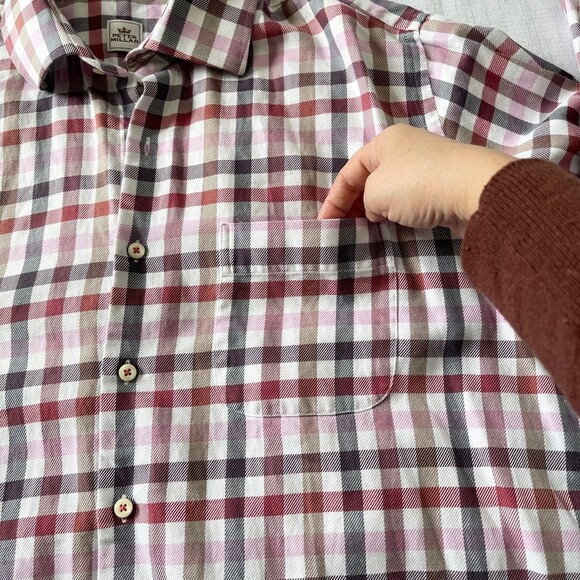 Peter Millar Mens Shirt Plaid Long Sleeve Cotton. Size L - Picture 5 of 8